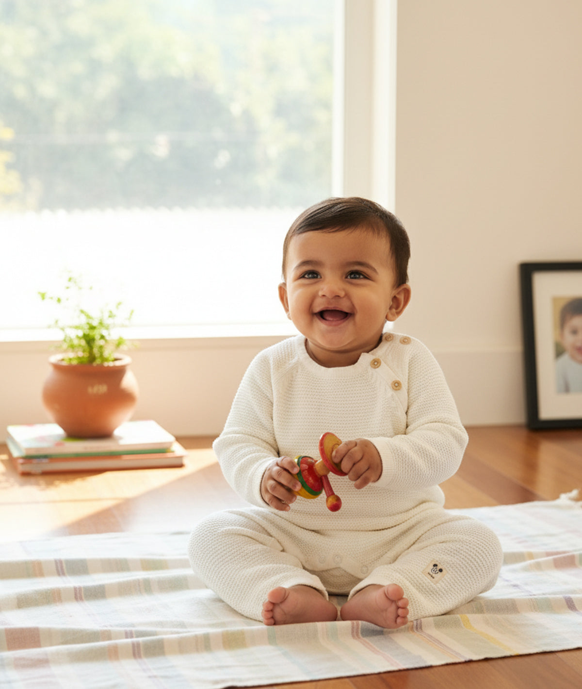 Mickey Mouse Romper for Newborn Babies in Ivory color