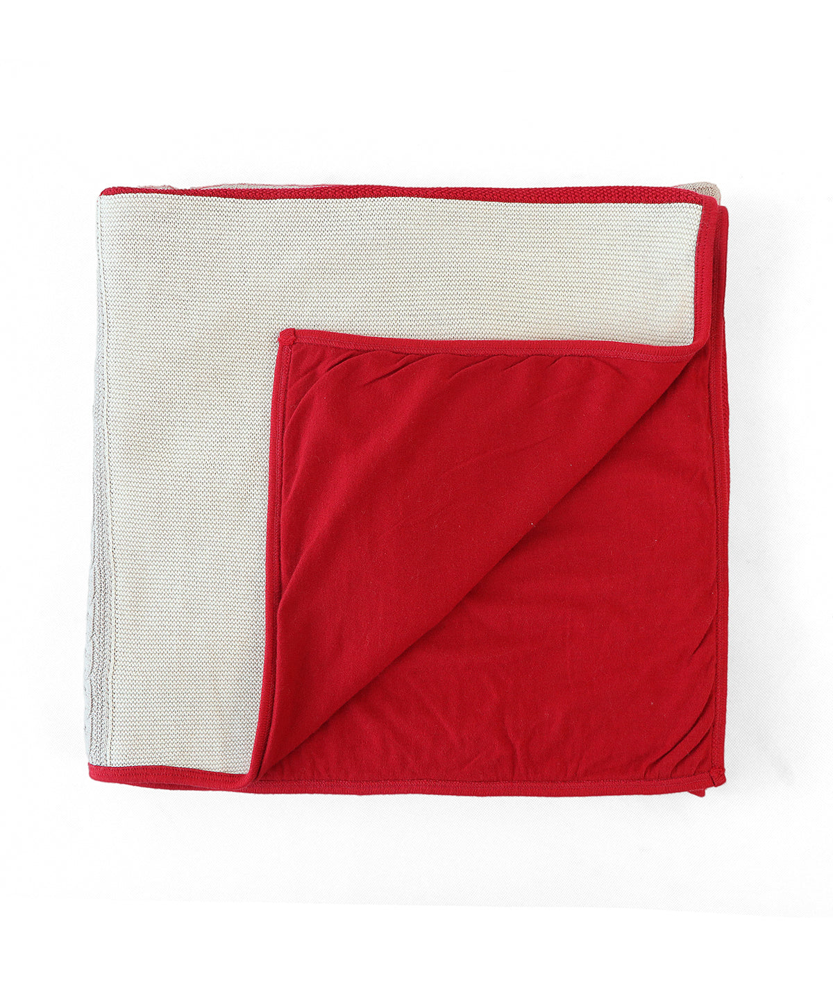 Chris Throw Grey, Red & Beige 100% Cotton Knitted All Season AC Throw Blanket