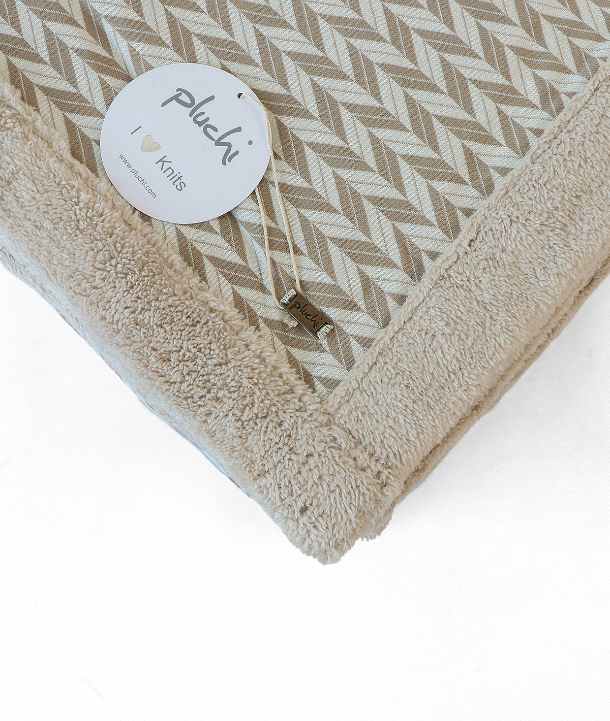 Eleanore Front Cotton Knitted With Fau Fur Back Double Bed Blanket (Stone & Natural)