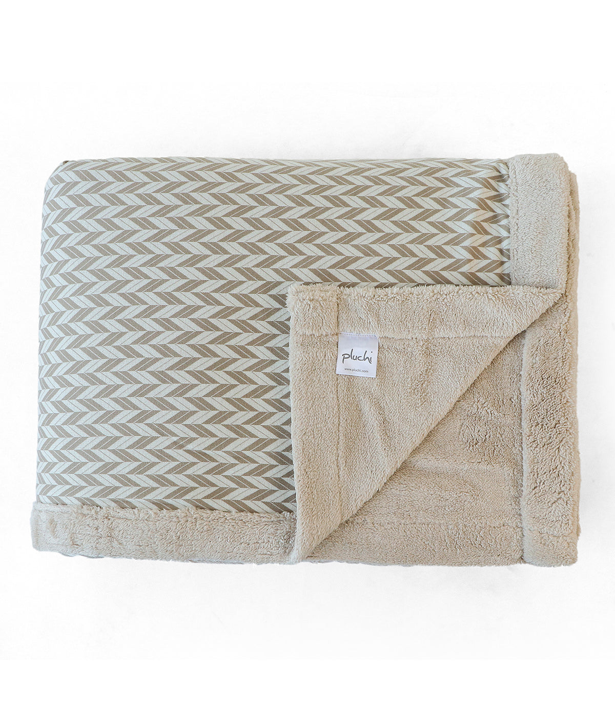 Eleanore Front Cotton Knitted With Fau Fur Back Double Bed Blanket (Stone & Natural)