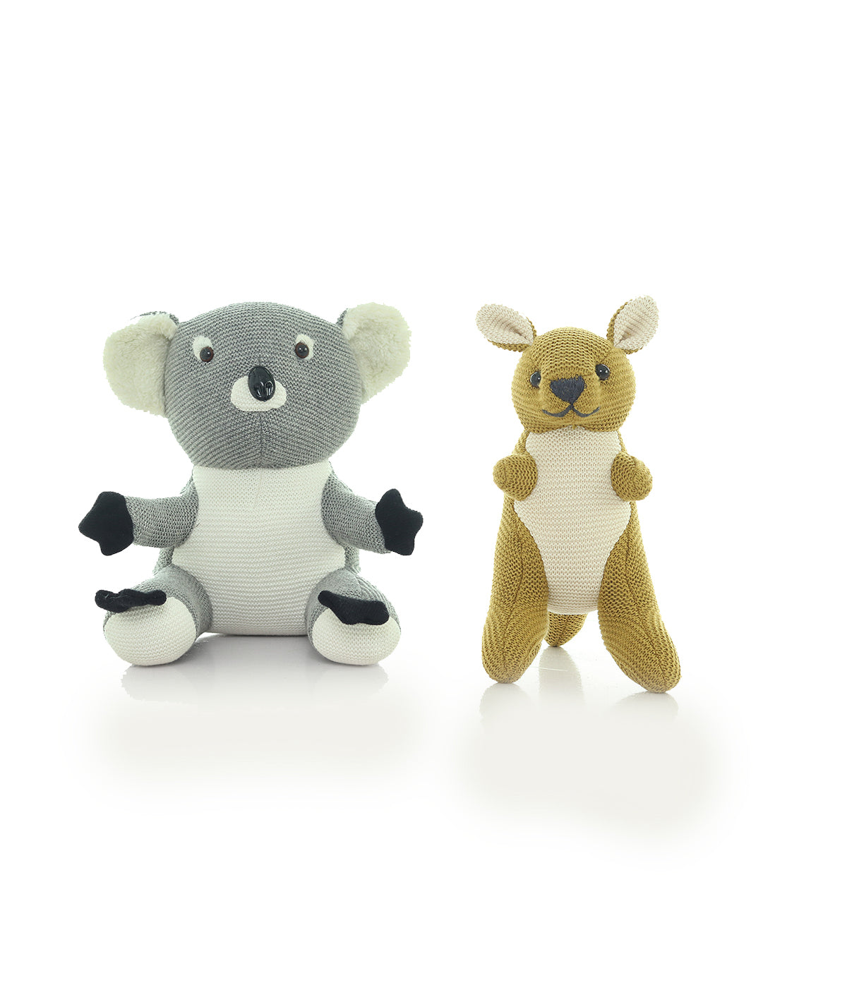 Koala and Kangaroo Buddies Cotton Knitted Stuffed Soft Toys Combo Set (2 pcs)