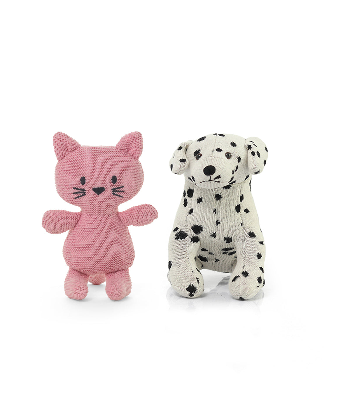 Dog and Cat Cotton Knitted Stuffed Soft Toys Combo Set (2 pcs)