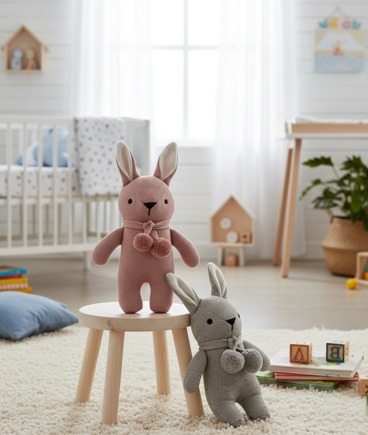 Toto Bear Cotton Knitted Stuffed Soft Toys Combo Set (2 pcs)