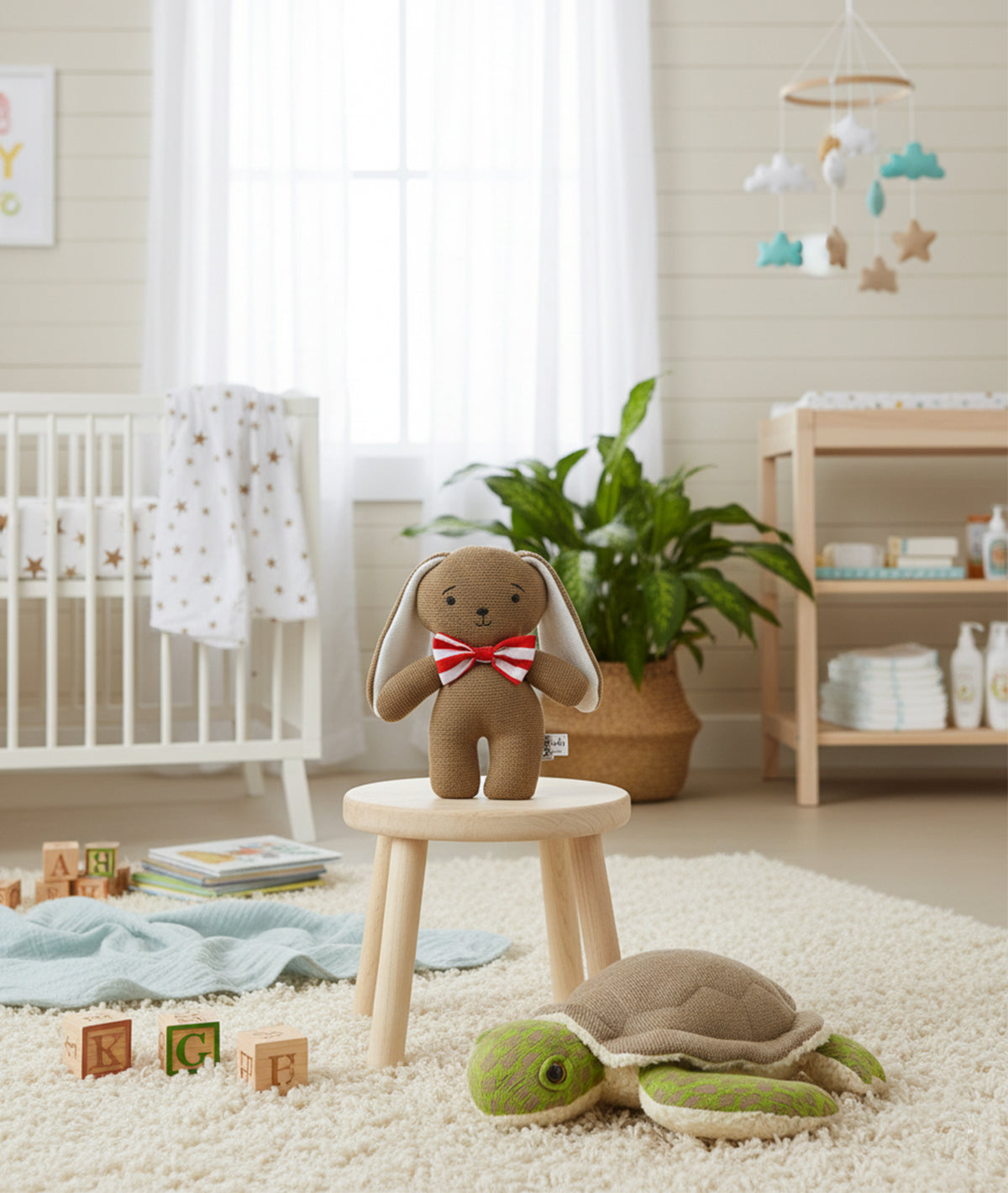 Tortoise with Mr. Bunny Cotton Knitted Stuffed Soft Toys Combo Set (2 pcs)