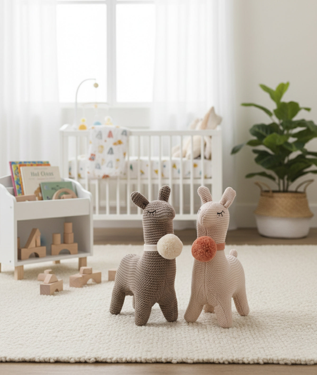 Sweet Llama Cotton Knitted Stuffed Soft Toys Combo Set (2 pcs)