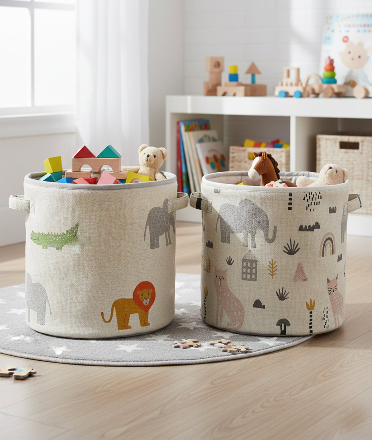 Safari in Woodland Cotton Knitted Large Kids Baskets Combo Set (2 pcs)