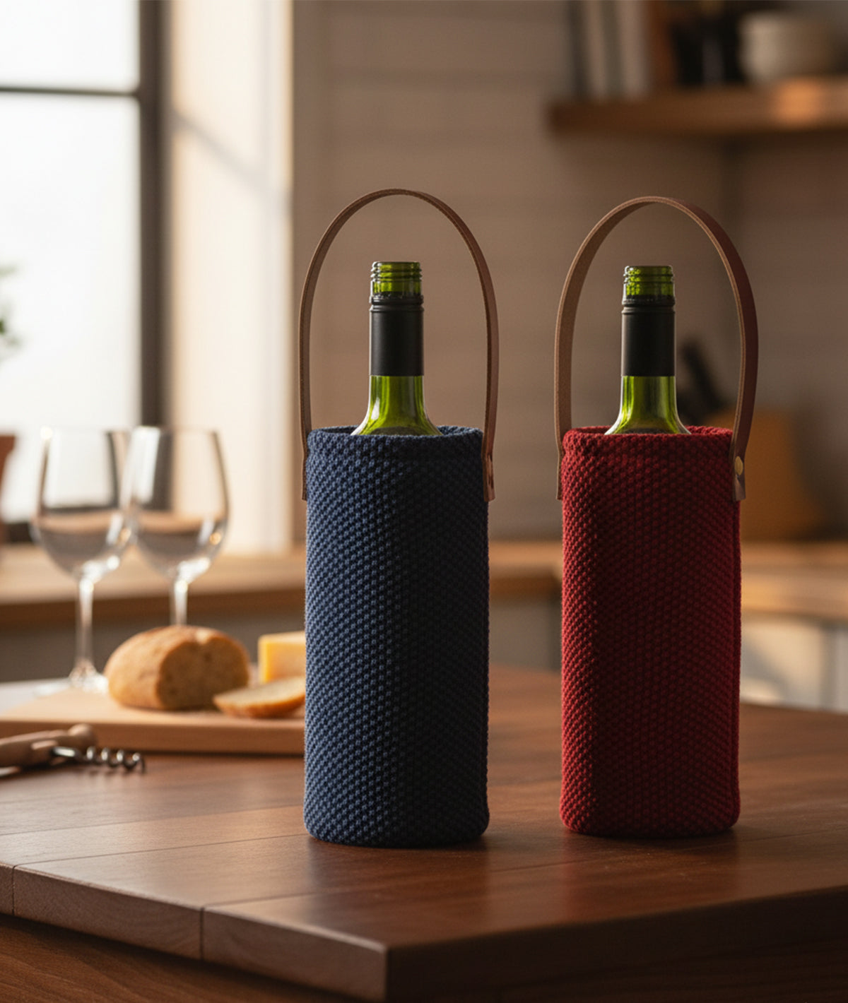 Magnum Cotton Knitted Wine Bottle Cover Combo Set (2 pcs)