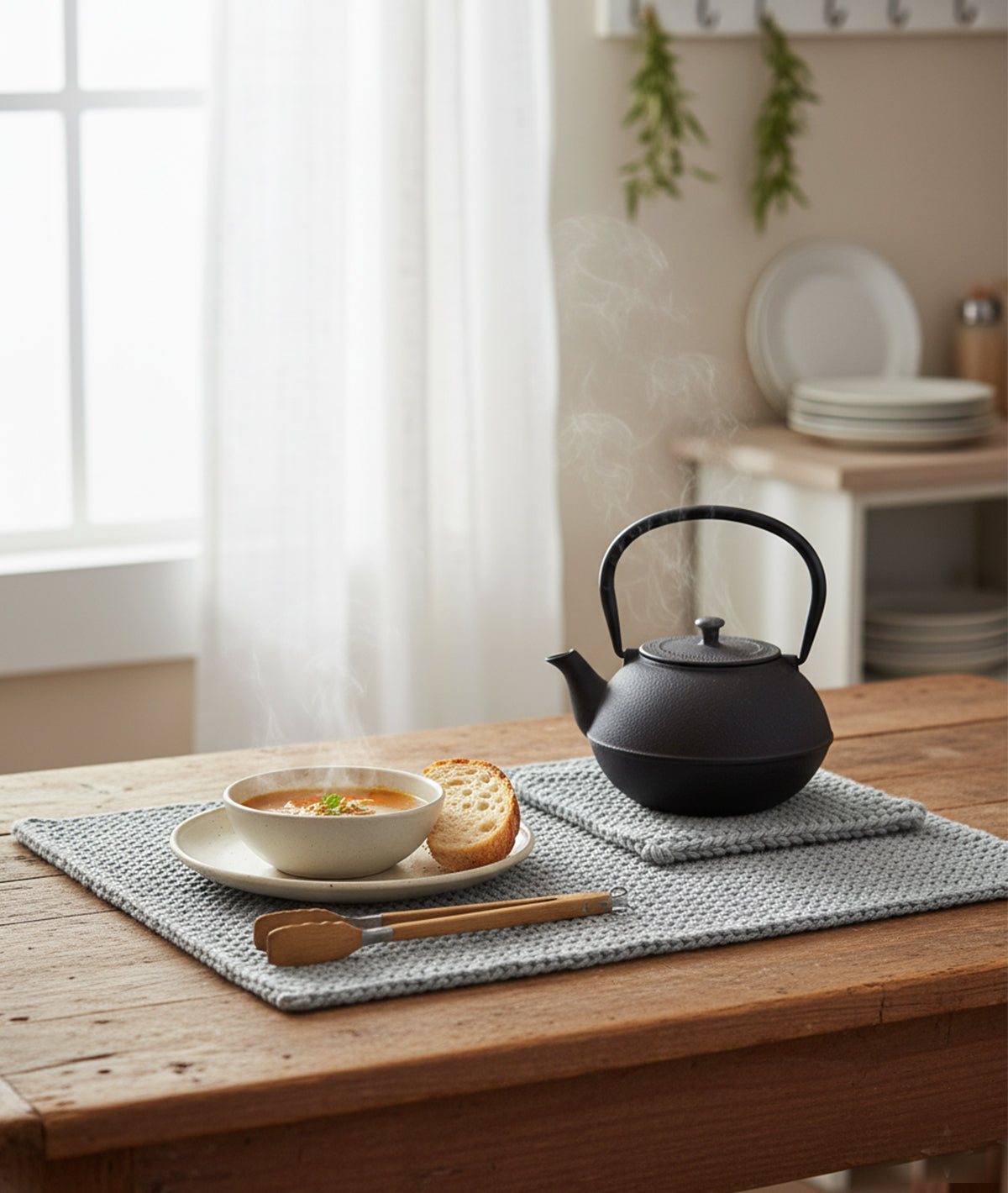 Pot on Table Cotton Knitted Pot/Table placement Combo Set (2 pcs)