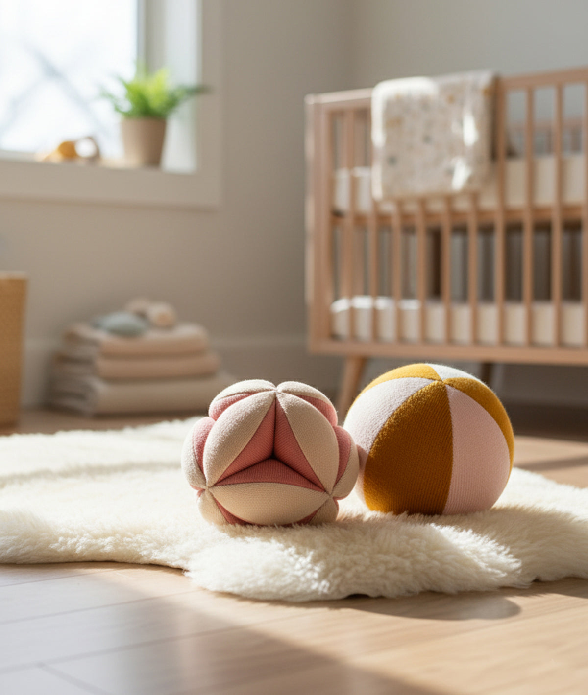 Rattle Balls Cotton Knitted Stuffed Soft Toys Combo Set (2 pcs)