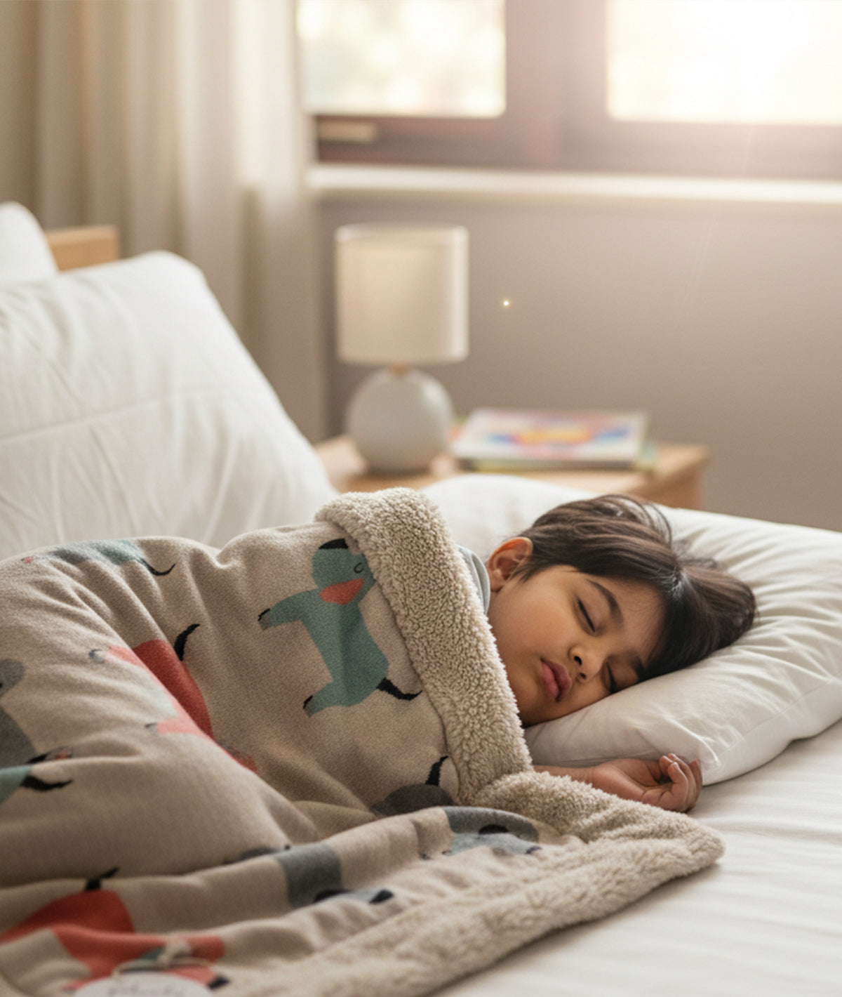 Scottie Dog - Shell Color Cotton Knitted Blanket with Faux Fur Back for Kids