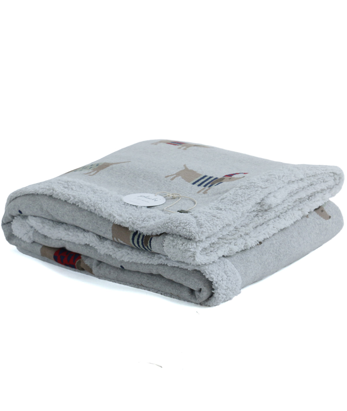 Wiener Light Grey Color Cotton Knitted Kids Single Bed Blanket With Warm Sherpa Fabric