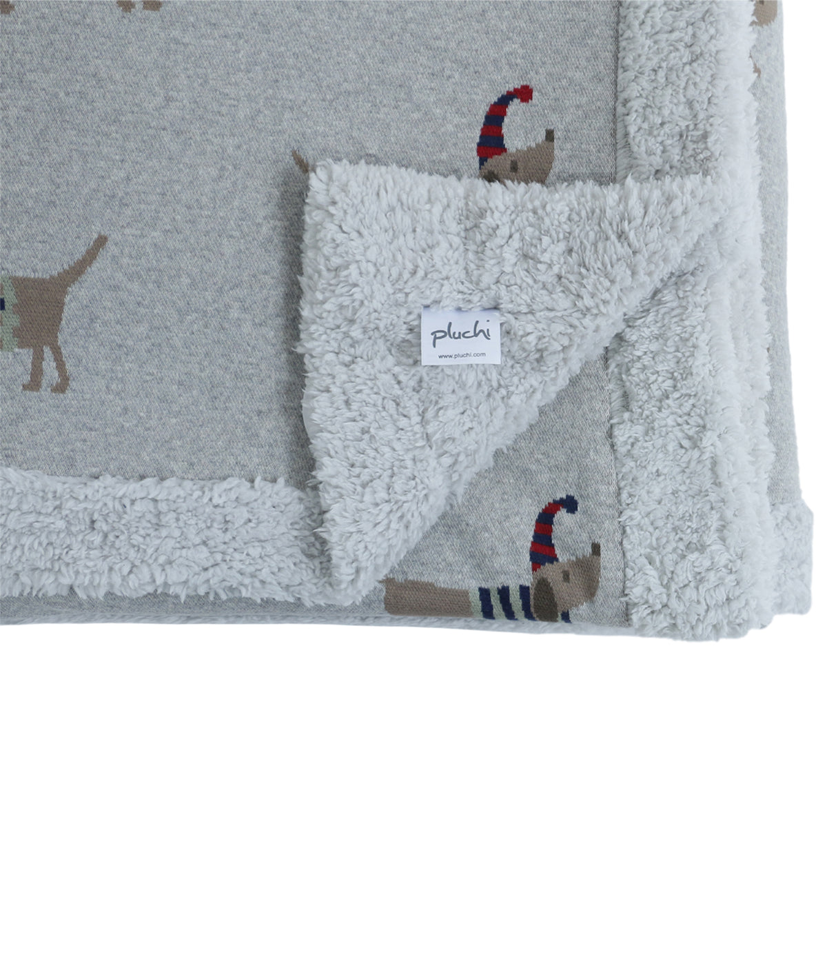 Wiener Light Grey Color Cotton Knitted Kids Single Bed Blanket With Warm Sherpa Fabric