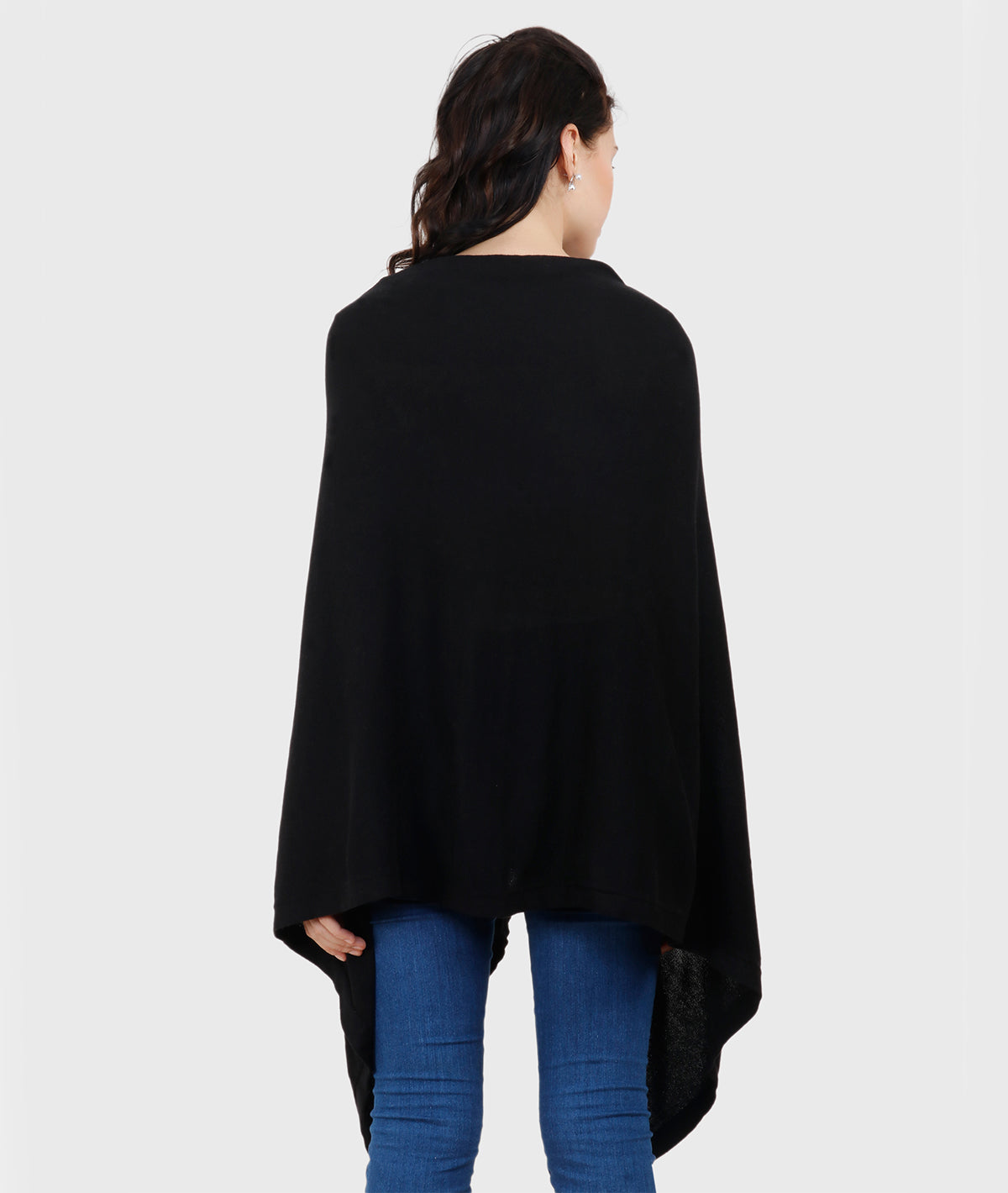 Frida Black Cotton Knitted Fashion Cum Nursing Poncho