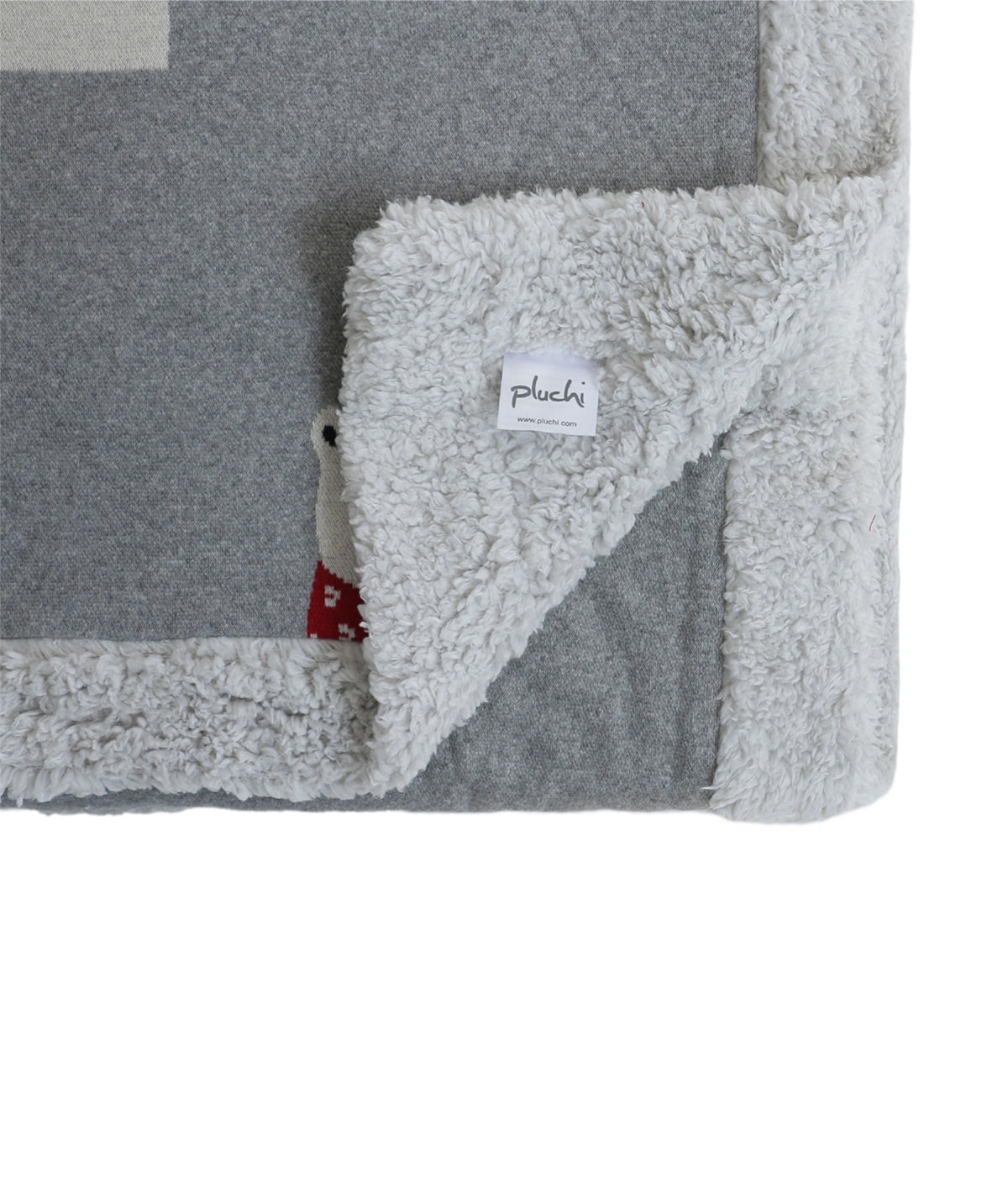 Winter Fun Grey Cotton Knitted Kids Single Bed Blanket with Warm Sherpa Fabric