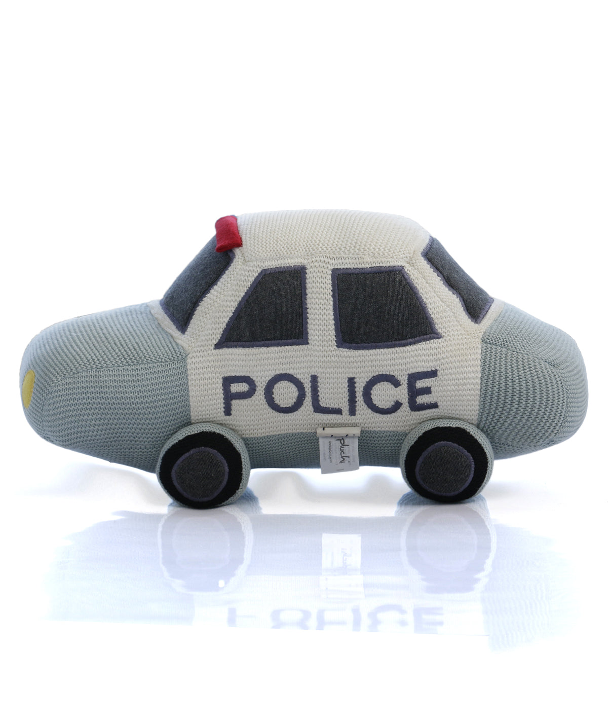 Cute Police Car Cotton Knitted Stuffed Soft Toy with Blanket Combo Set (2 pcs)