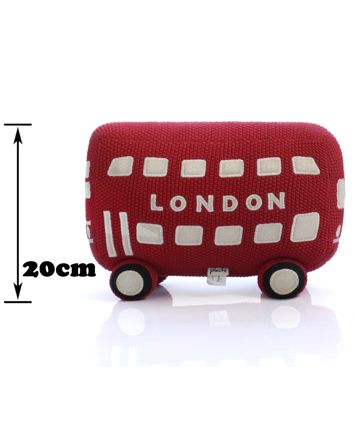 Wheels on The Bus - Red & Natural 100% Cotton Knitted Stuffed Soft Toy for Babies / Kids