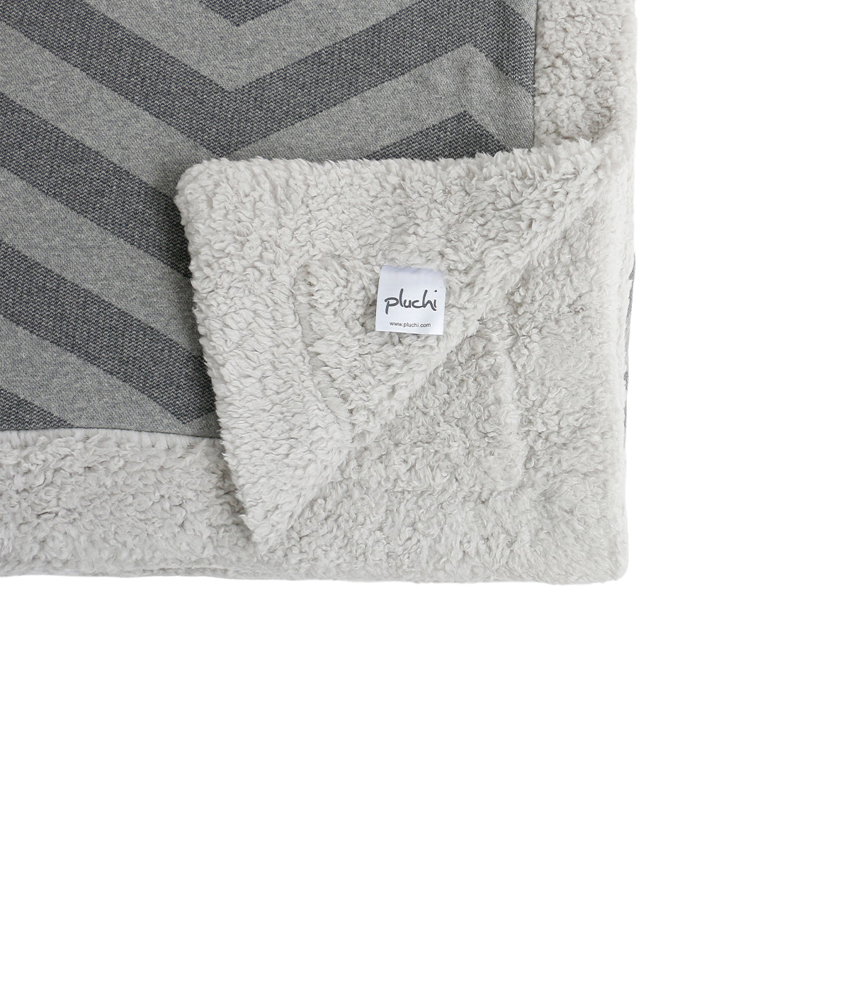 Chevron Double Bed Warm Blanket With Cotton Knitted Front And Sherpa Fabric Back (Light Grey & Dark Grey Melange)