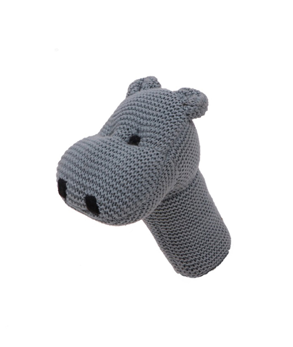 Rattle Hippo Mineral Blue Colour Cotton Knitted Stuffed / Plush / Soft Toy for Babies and Kids