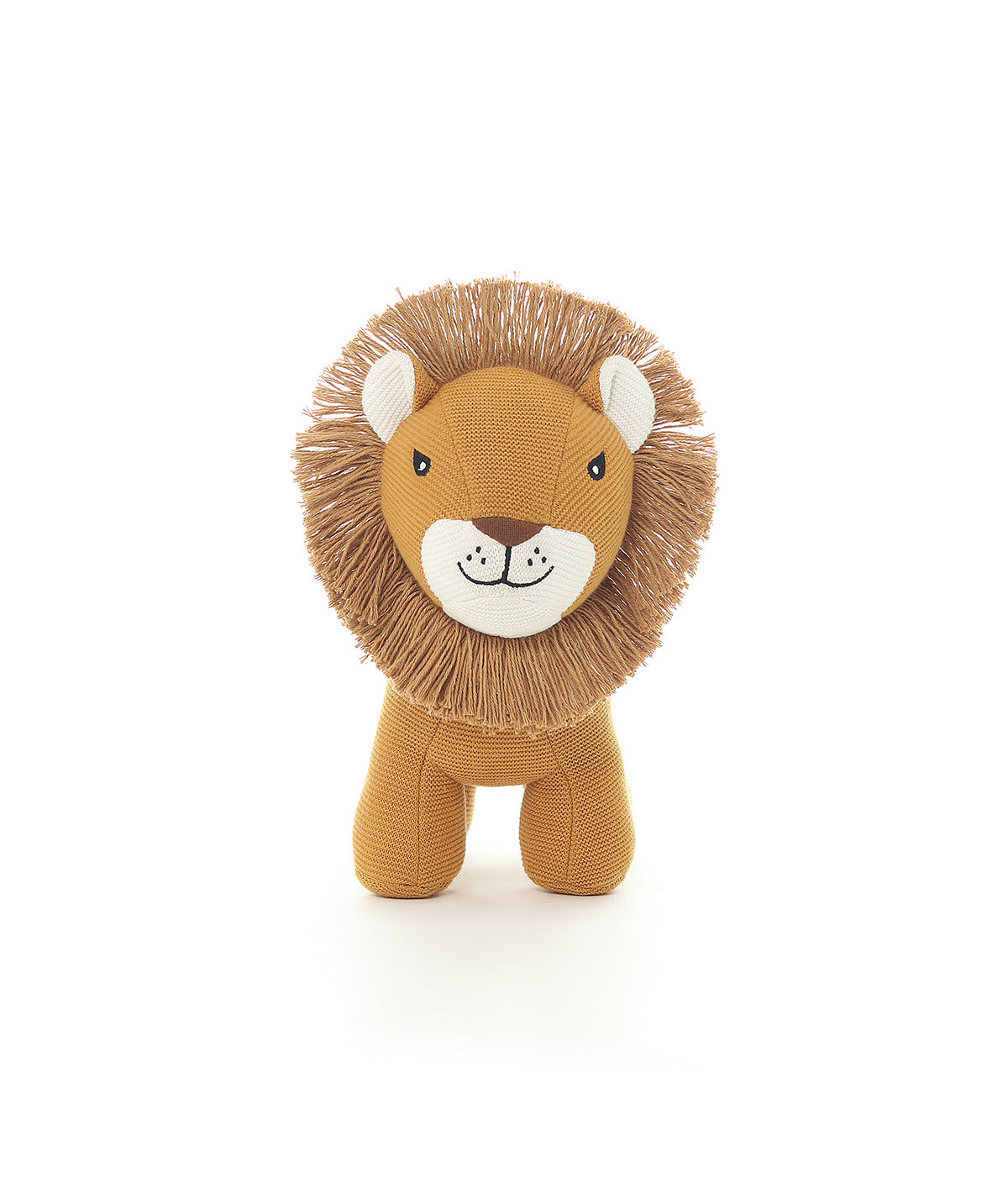 Magnus Lion Cotton Knitted Stuffed Soft Toy (Mustard & Wheat)