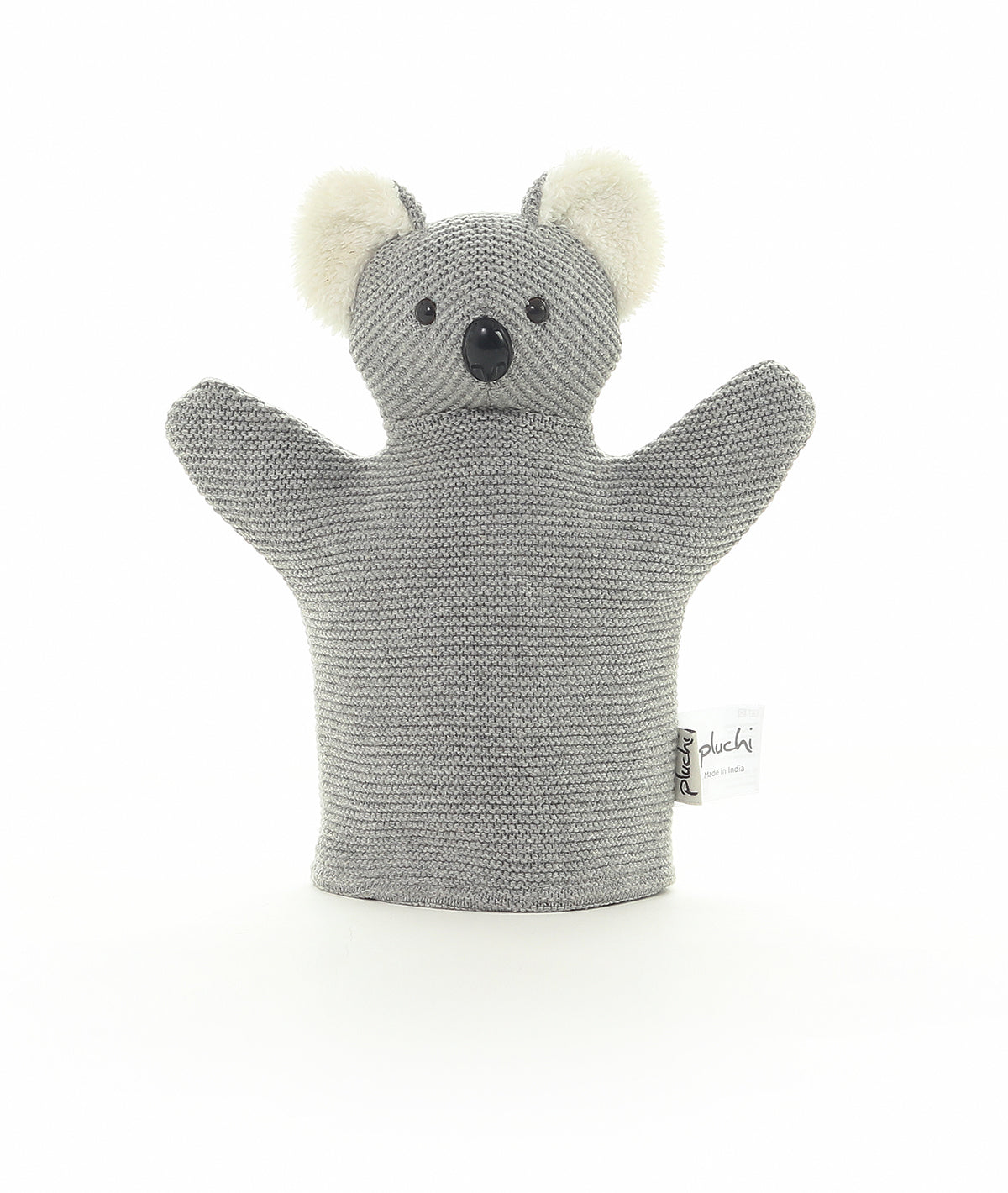 Hand Puppet Cotton Knitted Stuffed Soft Toy (Light Grey Melange)