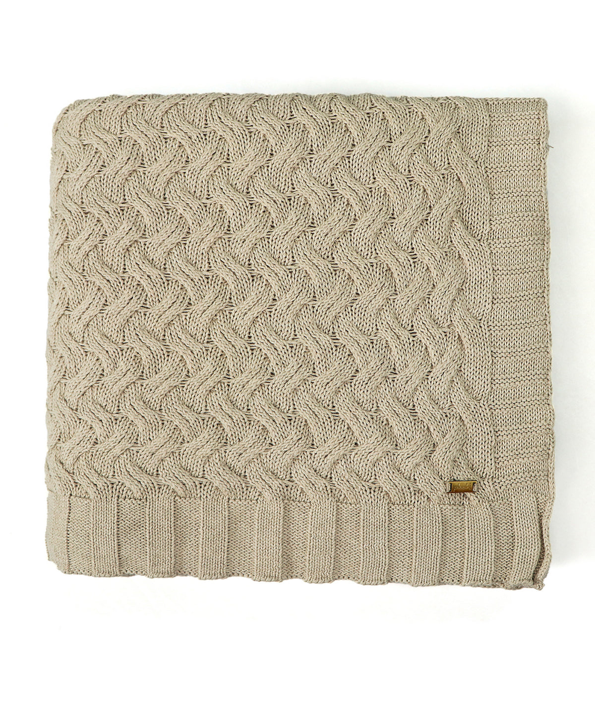 Criss Cross Knit Light Beige Melange Cotton Knitted AC Blanket/ Dohar For Round of the Year use (152 cm x 228 cm)