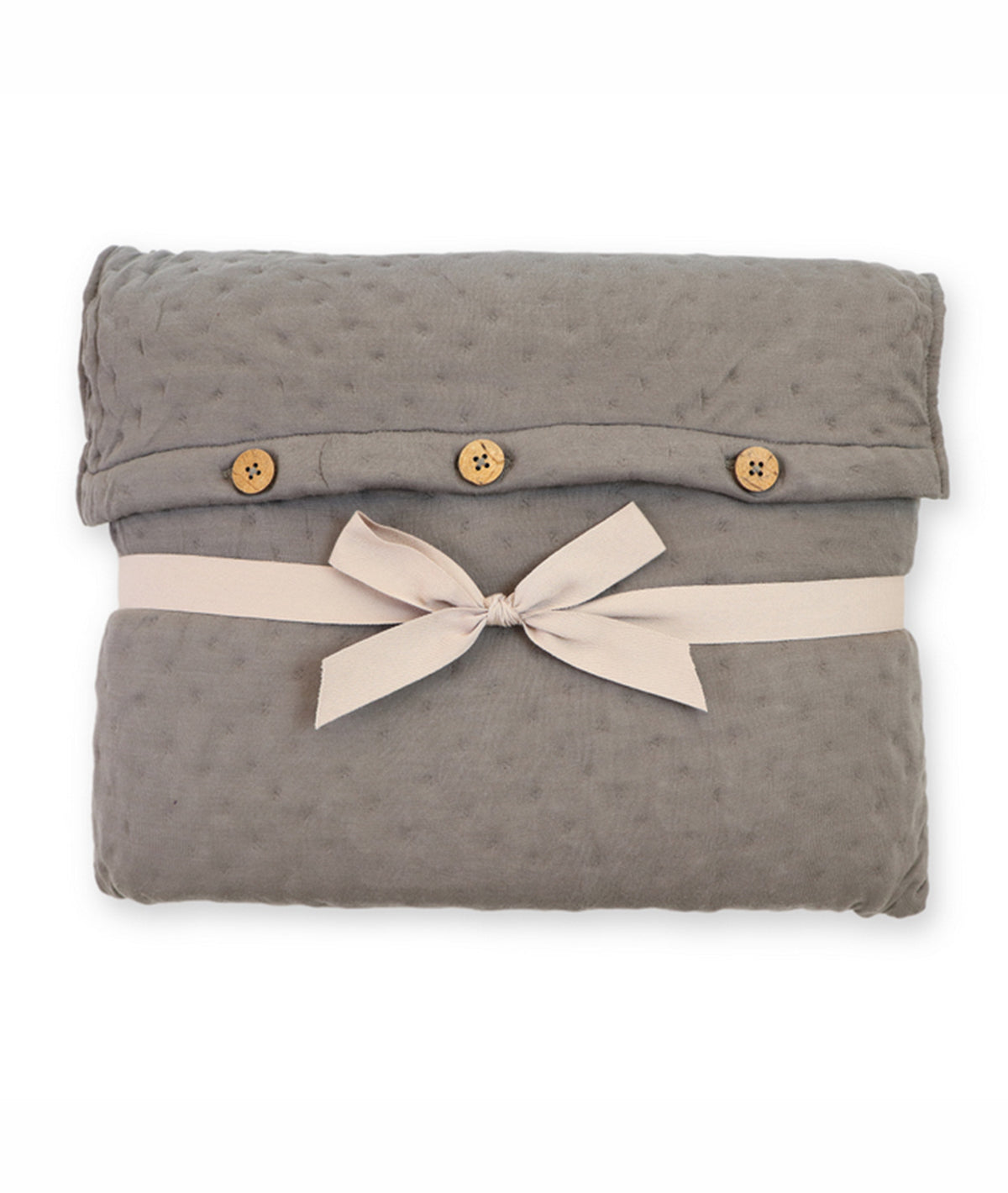 Hazel Silver Birch & Medium Grey Cotton Knitted Single Bed AC Quilted Blanket