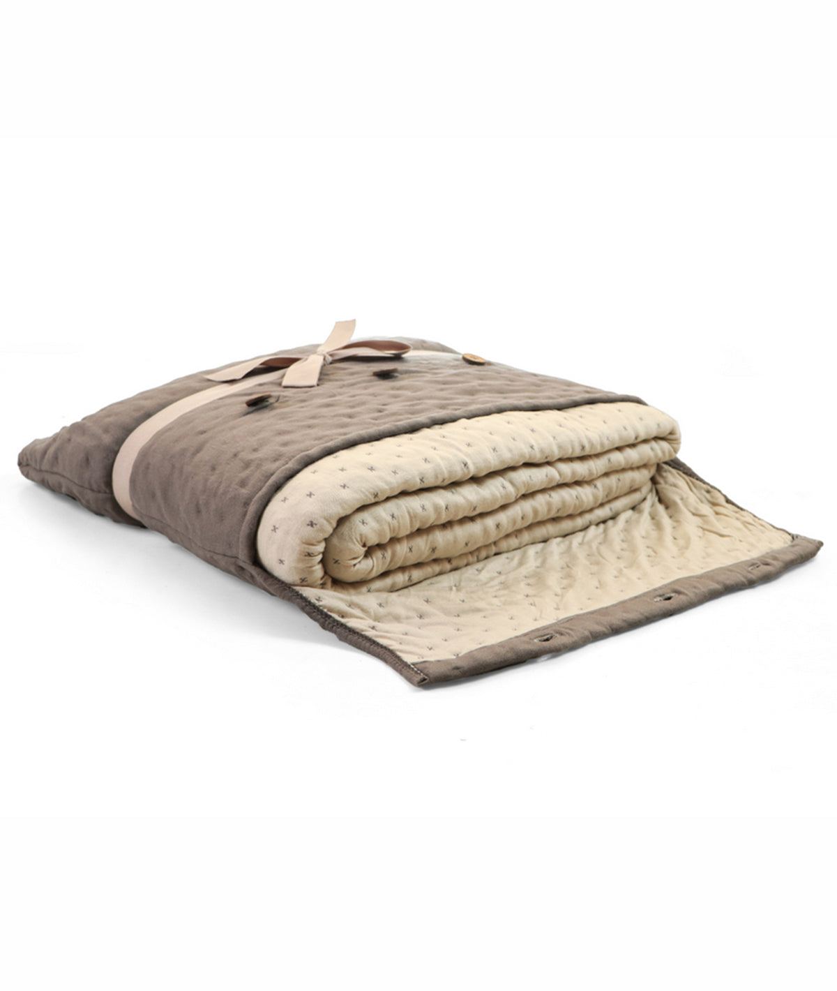 Hazel Silver Birch & Medium Grey Cotton Knitted Single Bed AC Quilted Blanket