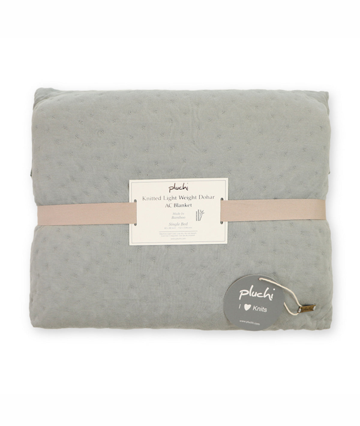 Hazel Nimbus Cloud & Alice Blue Cotton Knitted Single Bed AC Quilted Blanket