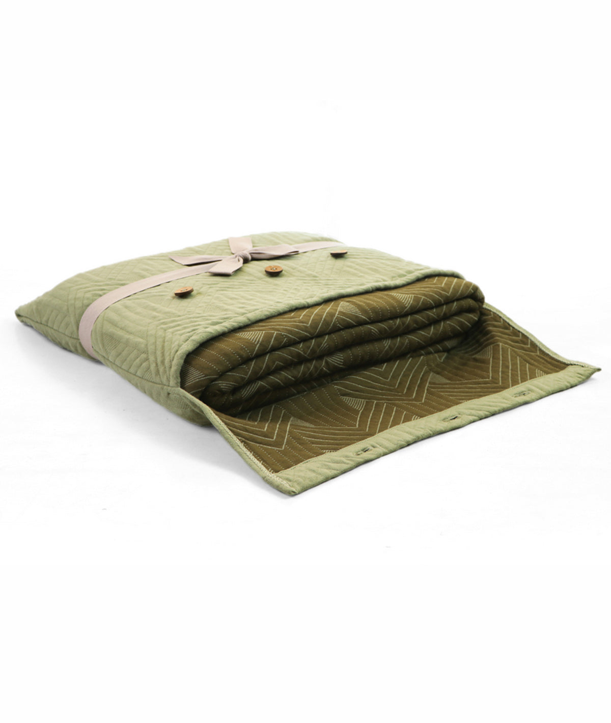 Praquet Olive & Scenic Green Cotton Knitted Single Bed AC Quilted Blanket