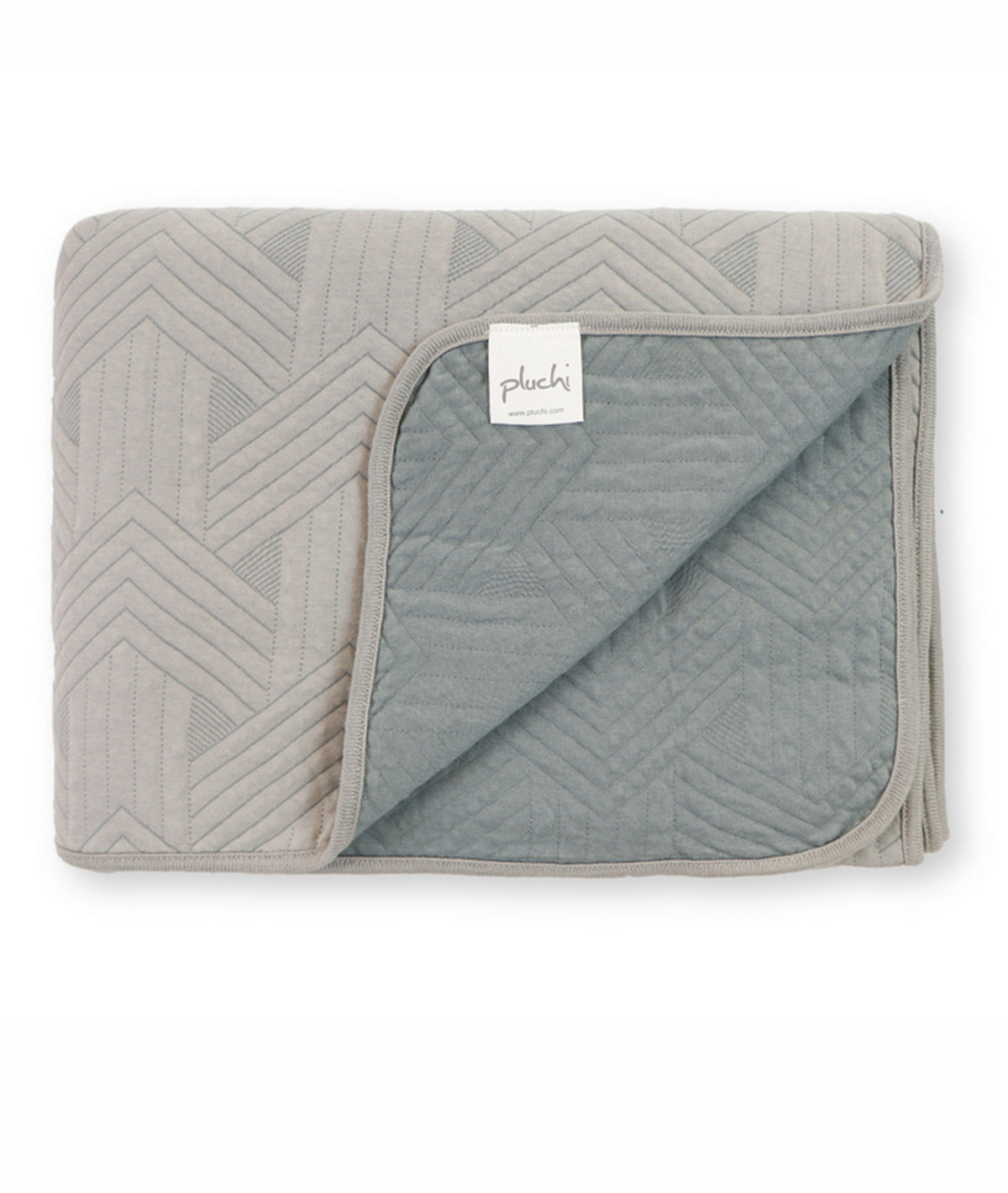 Praquet Cool Grey & Blue Grey Cotton Knitted Single Bed AC Quilted Blanket