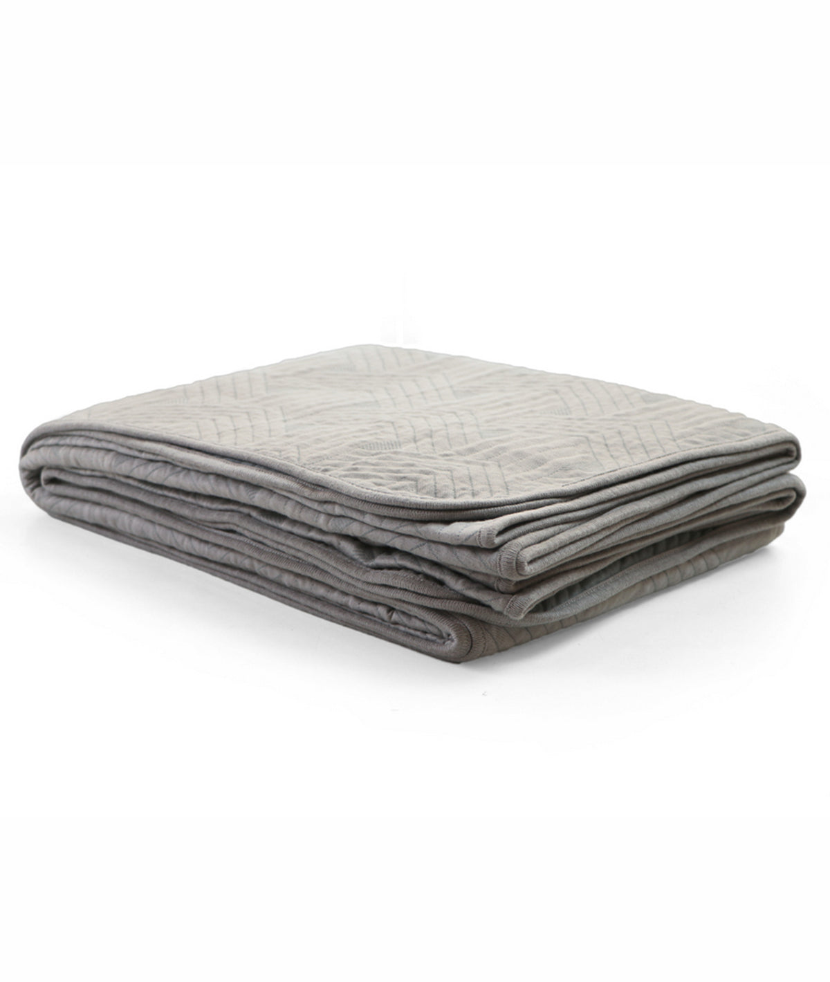Praquet Cool Grey & Blue Grey Cotton Knitted Single Bed AC Quilted Blanket