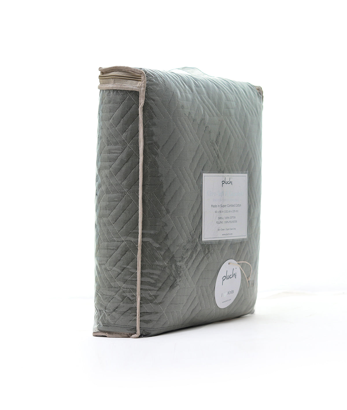 3D Cubic Single Bed Quilted Blanket (Ryegrass & Natural Melange)(152cm x 228cm)