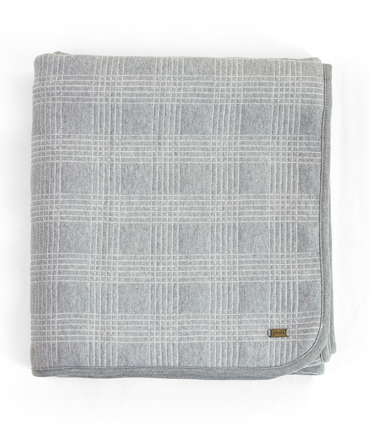 Tartan Check Cotton Knitted Single Bed Dohar / Quilt (Light Grey Melange & Natural)