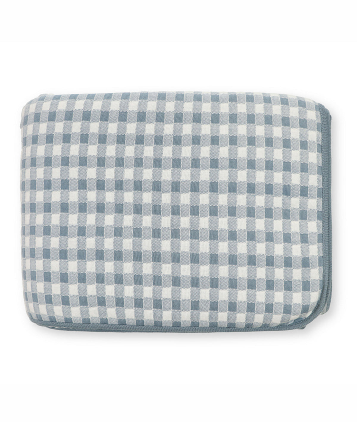 Square Cheque Cadet Blue & Ivory Cotton Knitted Single Bed AC Quilted Blanket