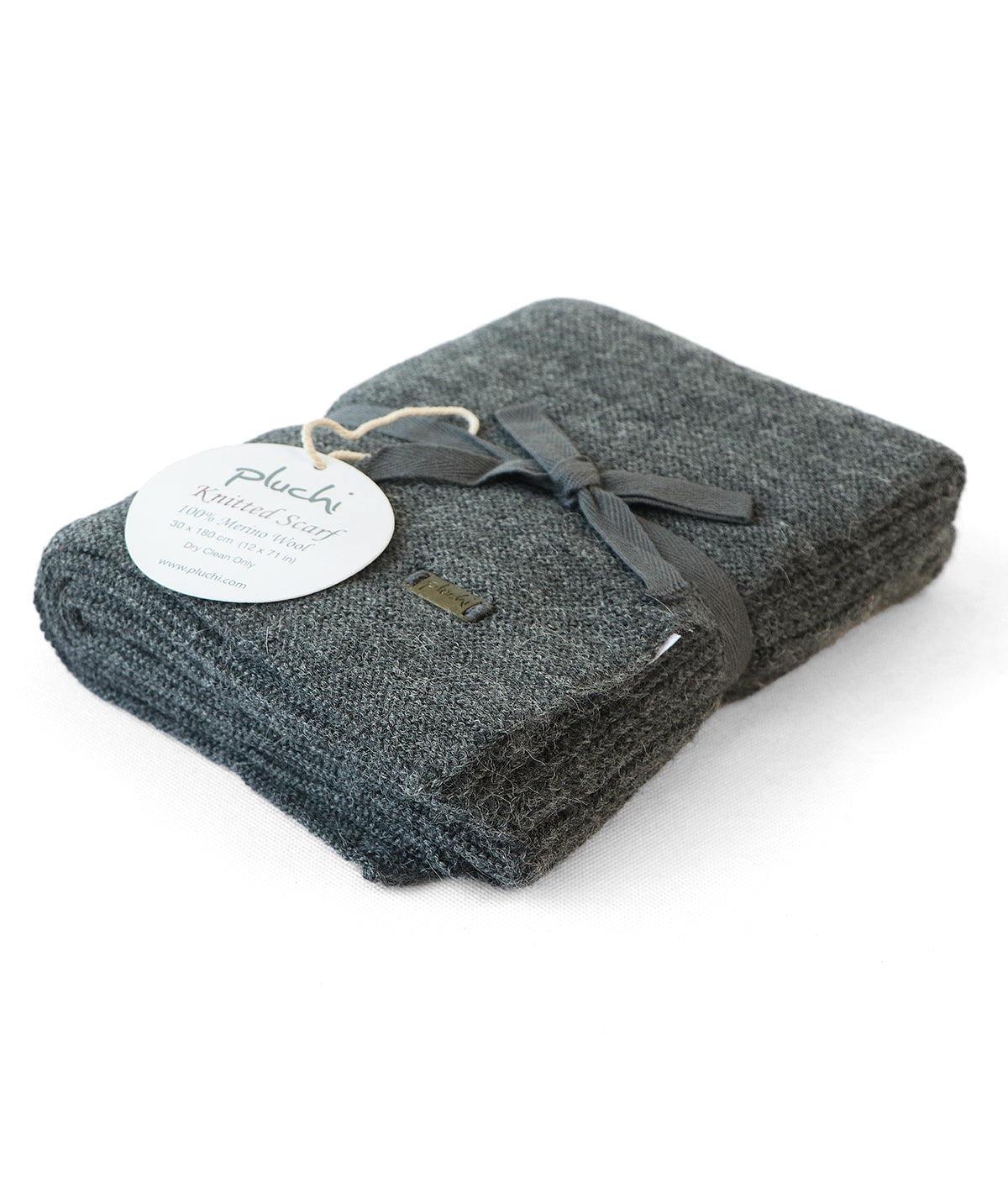 Jersey Knit Pure Merino Wool Scarf (Dark Grey Melange)