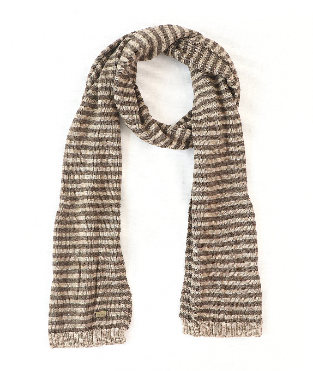 Classic Stripes Merino Wool Scarf (Dark Brown & Fawn Mix)