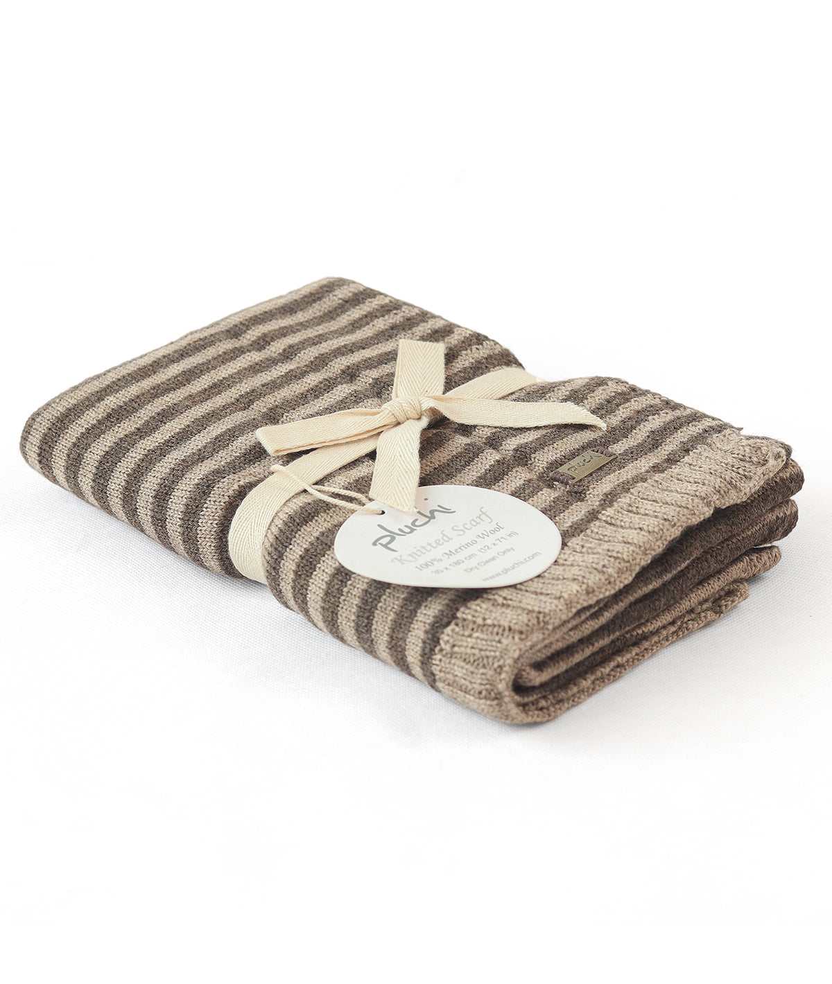 Classic Stripes Merino Wool Scarf (Dark Brown & Fawn Mix)