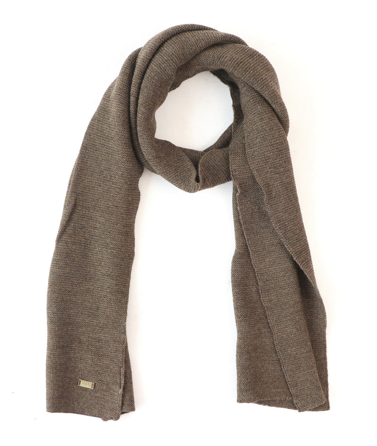 Transfer Knit Pure Merino Wool Scarf (Dark Brown Melange)