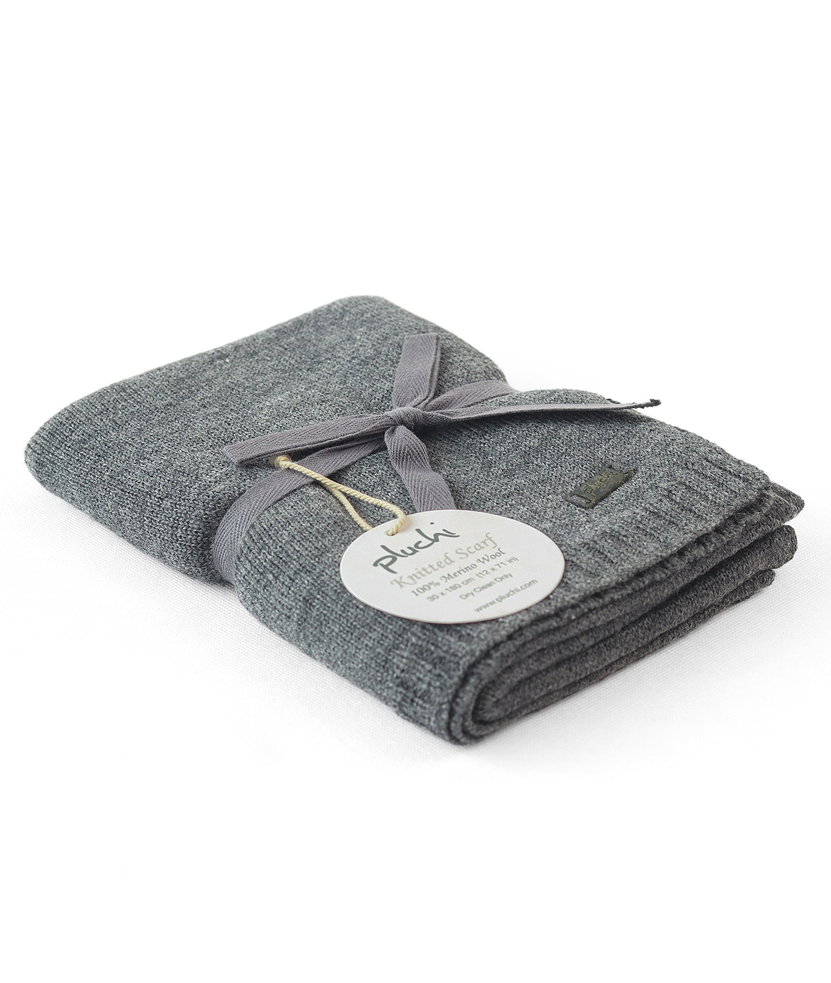 Transfer Knit Pure Merino Wool Scarf (Charcoal Grey)