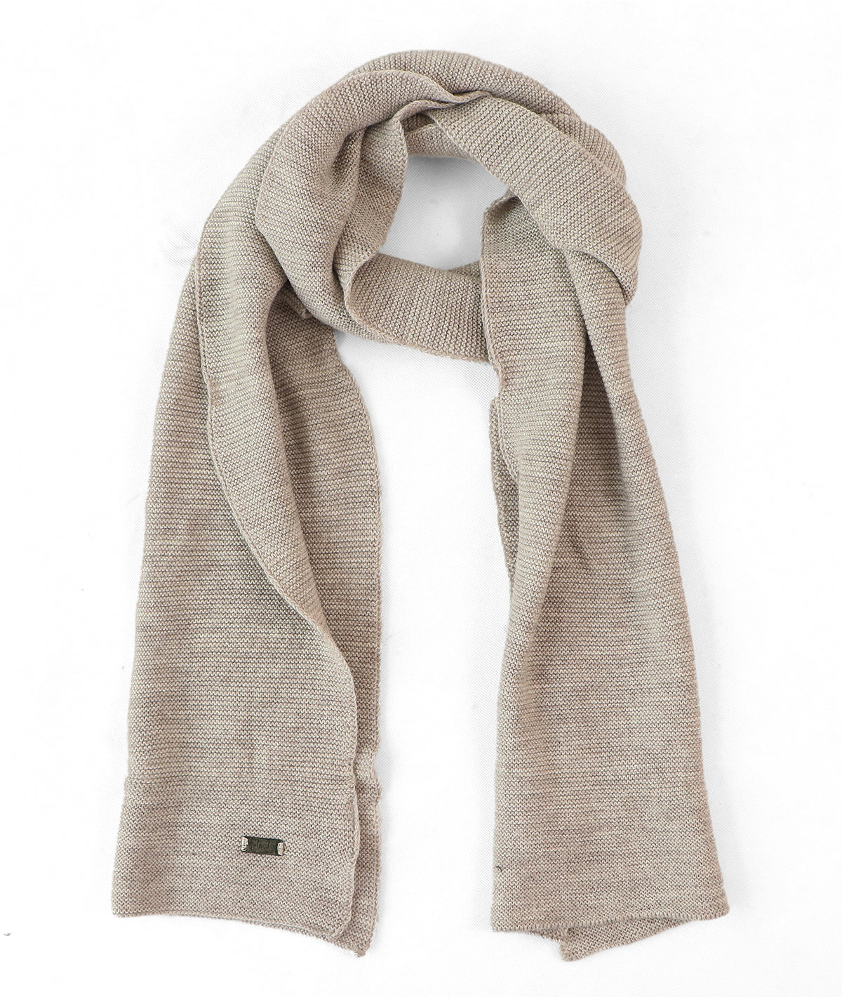 Transfer Knit Pure Merino Wool Scarf (Medium Fawn Mix)