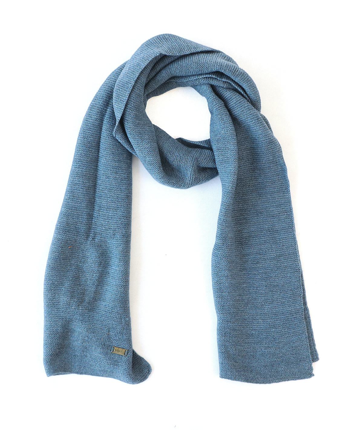 Transfer Knit Pure Merino Wool Scarf (Blue Mix)