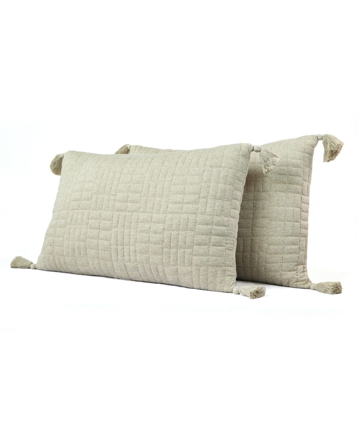 Jamie Beige Melange with Natural dyed 100% Cotton Knitted With Polyester Filled King Size Bed Cover With 2 Pillow Covers (Set of 3Pcs)