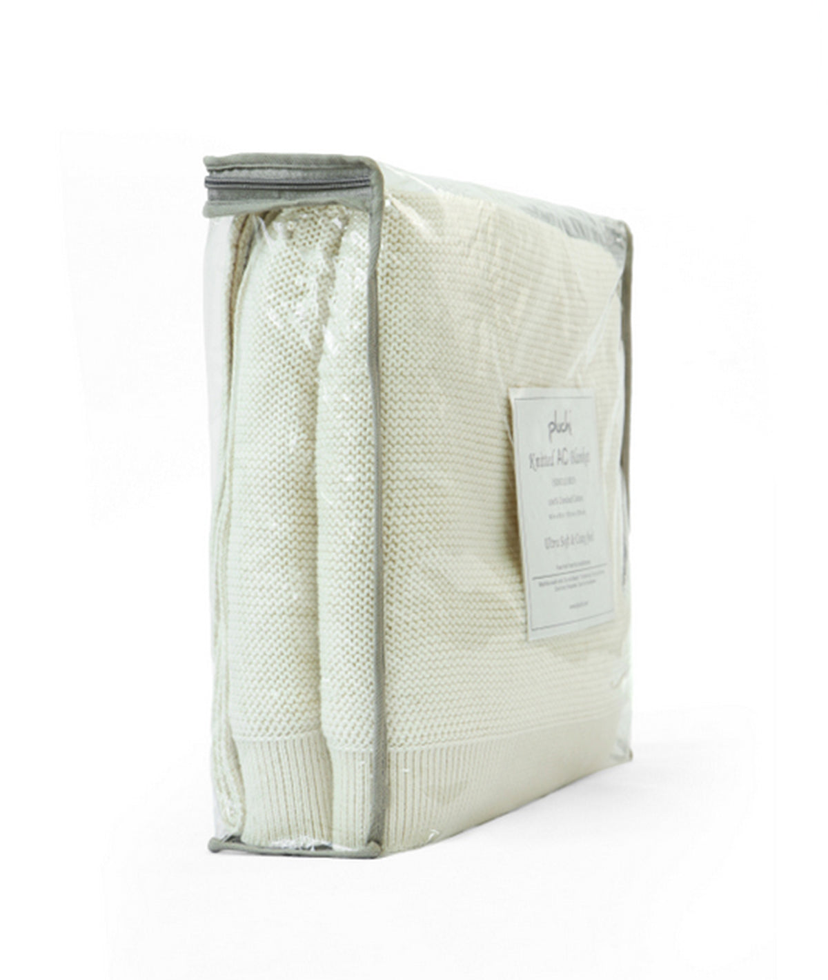 Transfer Knit Cotton Knitted AC blanket / Dohar for Round the Year Use in Natural Color  (152 cm x 228 cm)
