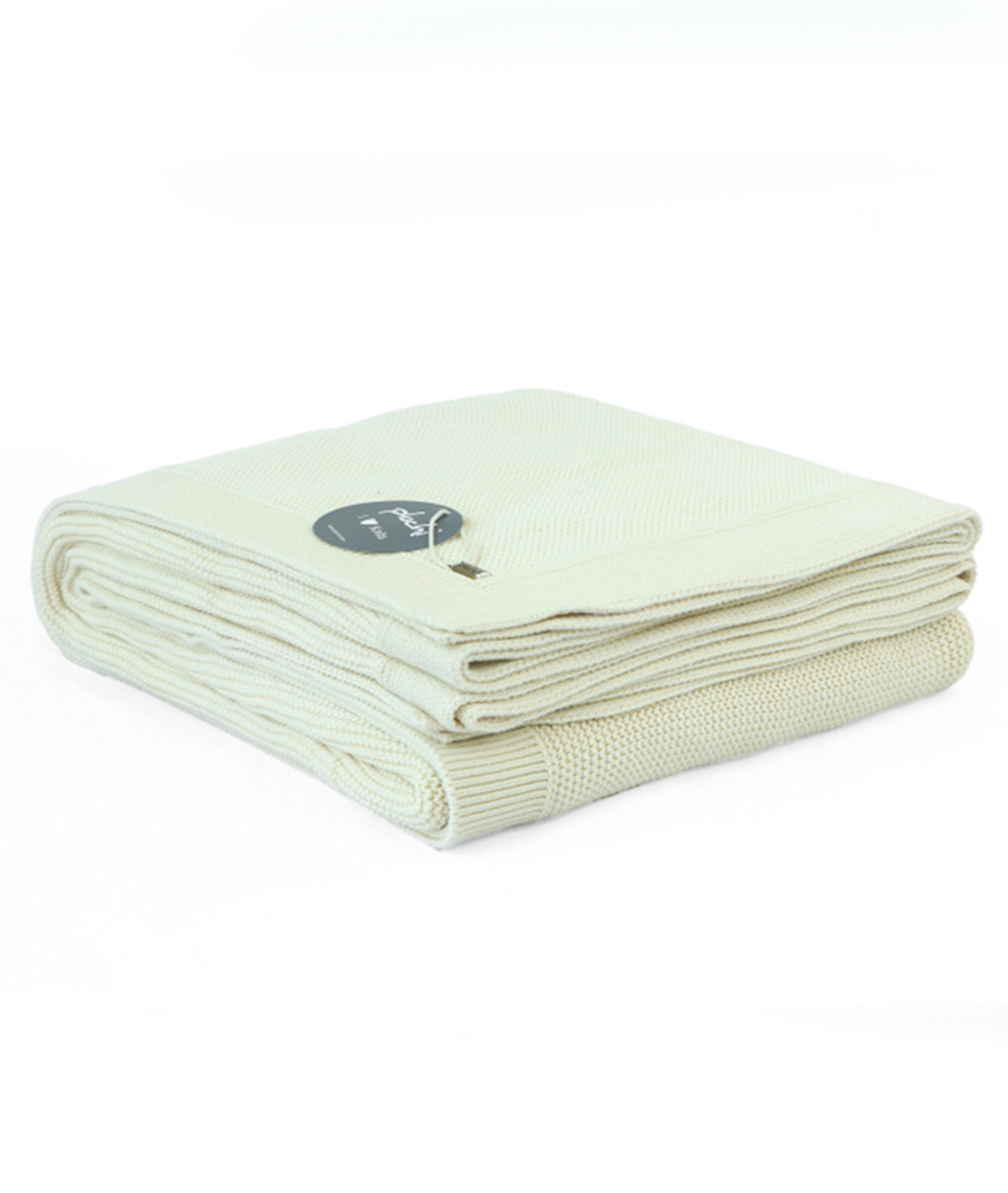 Transfer Knit Cotton Knitted AC blanket / Dohar for Round the Year Use in Natural Color  (152 cm x 228 cm)