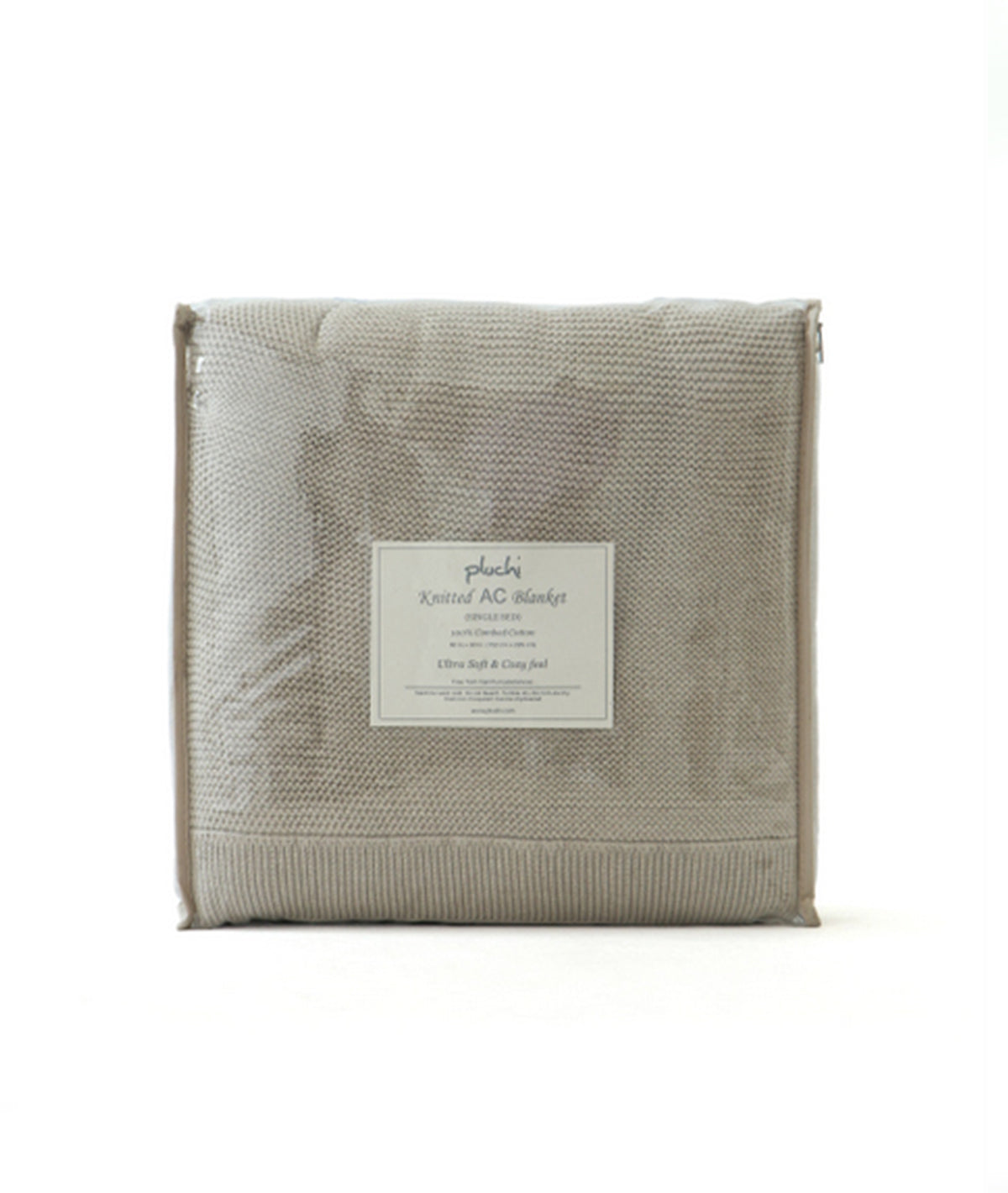 Transfer Knit Cotton Knitted AC blanket / Dohar for Round the Year Use in Beige Melange Color  (152 cm x 228 cm)