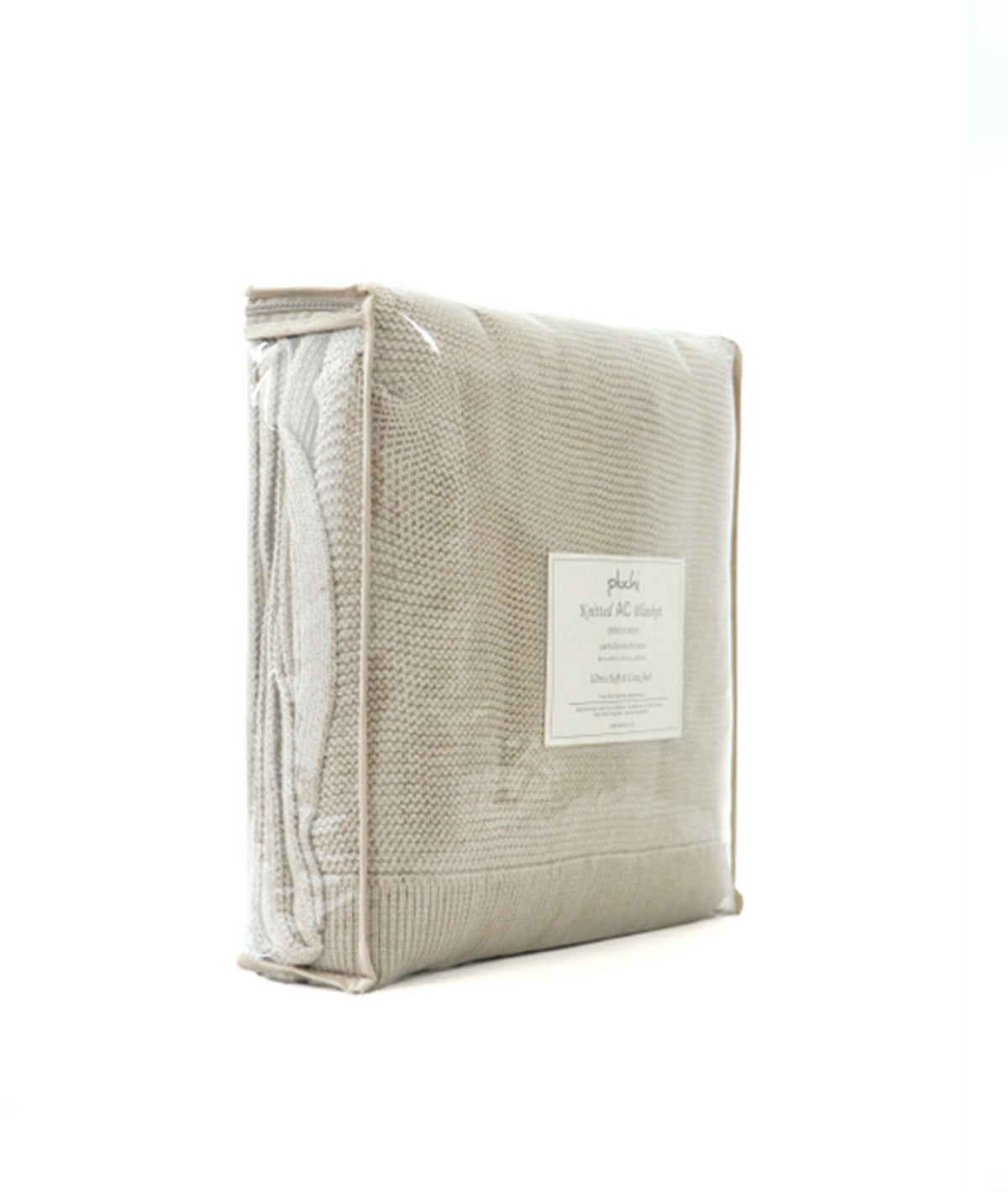Transfer Knit Cotton Knitted AC blanket / Dohar for Round the Year Use in Beige Melange Color  (152 cm x 228 cm)