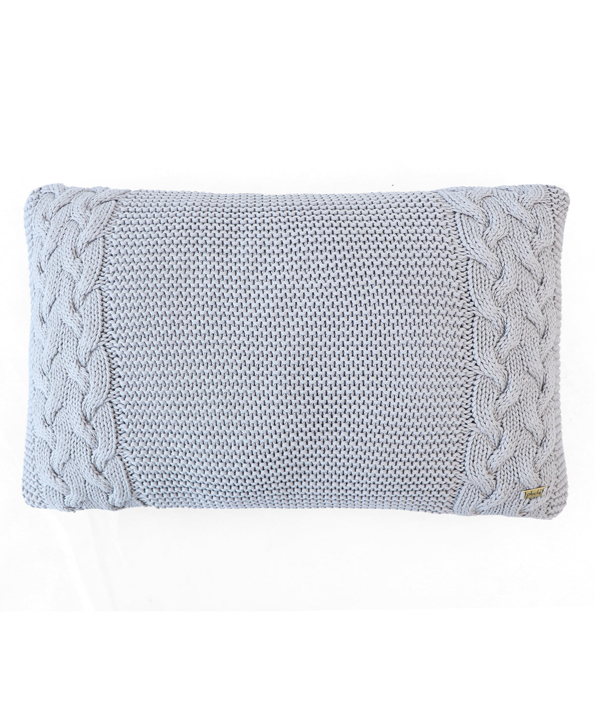 Archer Cotton Opal Grey Knitted Decorative 12 X 20 Inches Cushion Cover