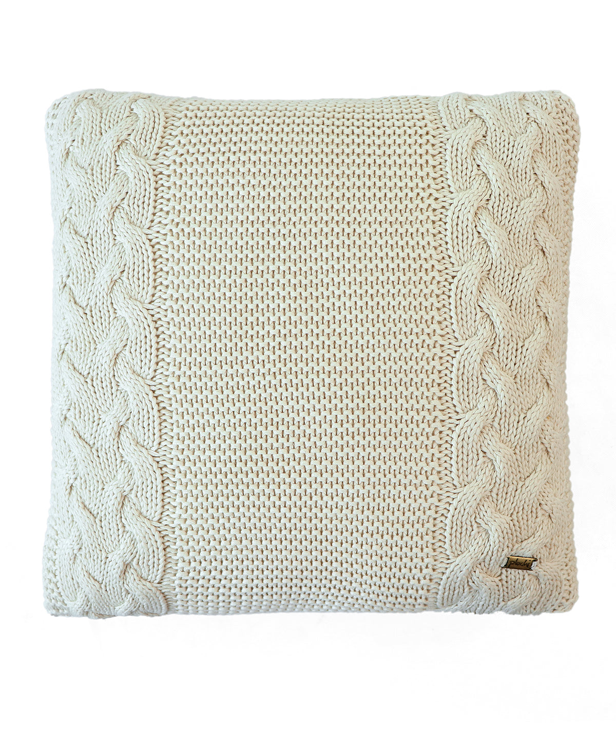 Archer Cotton Knitted Decorative Natural  Color 16 x 16 Inches Cushion Cover