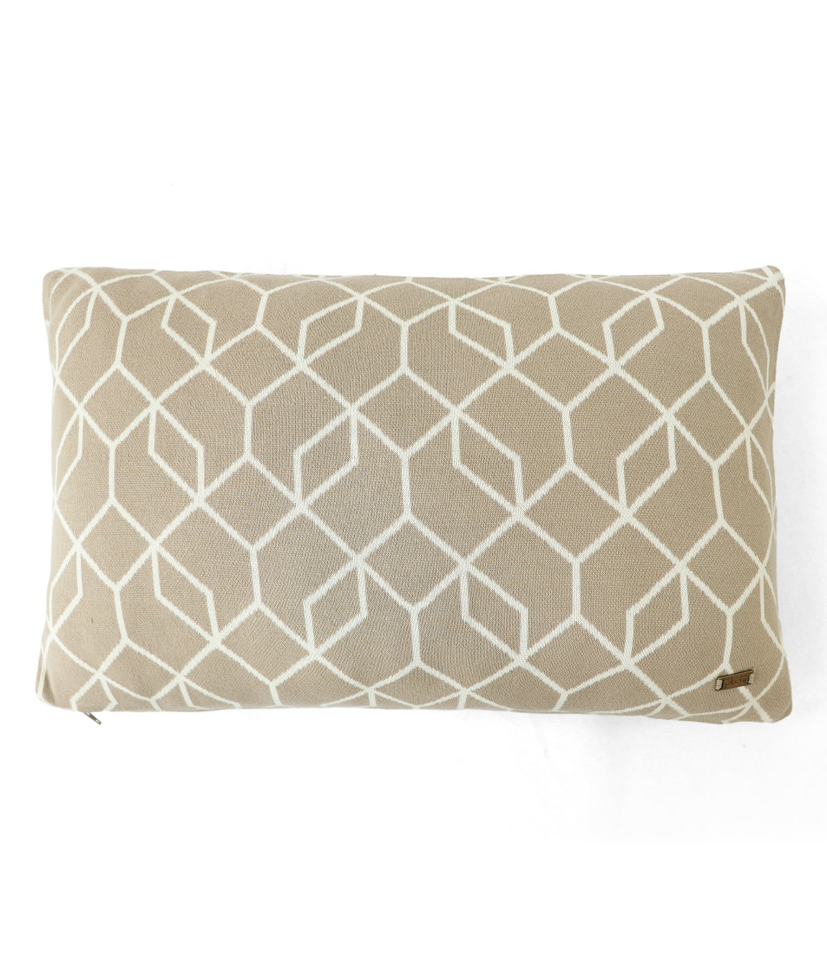 Trellis Cotton Knitted Decorative Stone & Natural Color 12 x 20 Inches Pillow Covers
