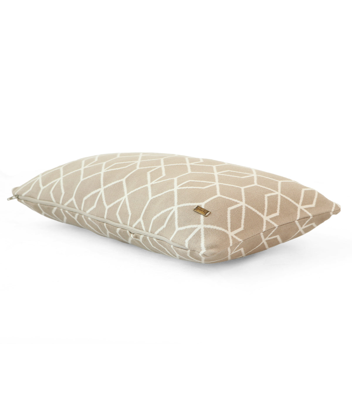 Trellis Cotton Knitted Decorative Stone & Natural Color 12 x 20 Inches Pillow Covers